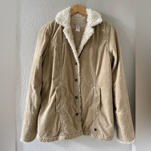 Abercrombie & Fitch cotton velvet tan Sherpa lining coat M